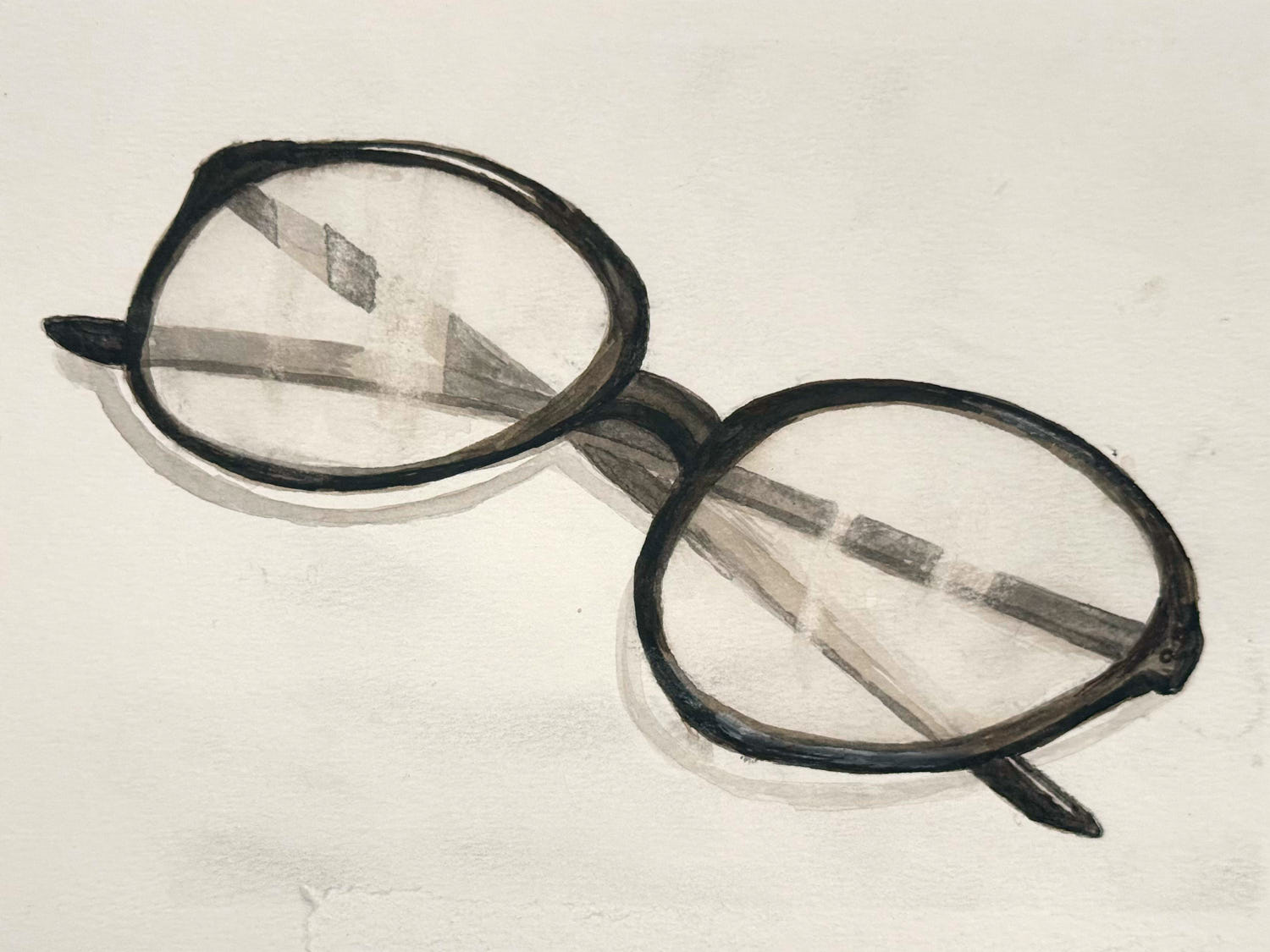 The spectacles worn by Tommy in the 1940s, that are such a part of his character - and this Foundation's logo. Watercolour by Abbé Paul.